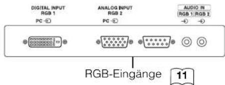 DIGITAL INPUT RGB 1 PC -① ANALOG INPUT RGB 2 PC -② AUDIO IN RGB 1: RGB 2 RGB-Eingänge 11