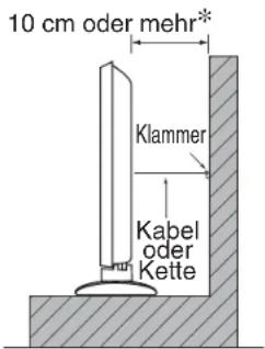 10 cm oder mehr* Klammer Kabel oder Kette