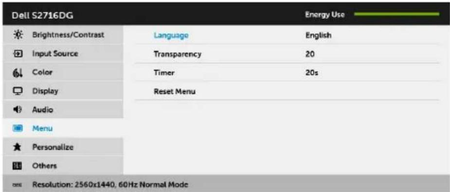 DELL S2716DG - Menu - 1