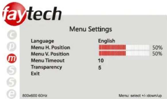 Faytech 8" IP65 Touch - Menu settings - 1