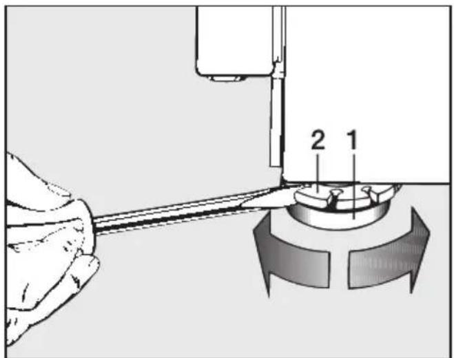 MIELE W 989 WPS - Fuß herausdrehen und kontern - 1