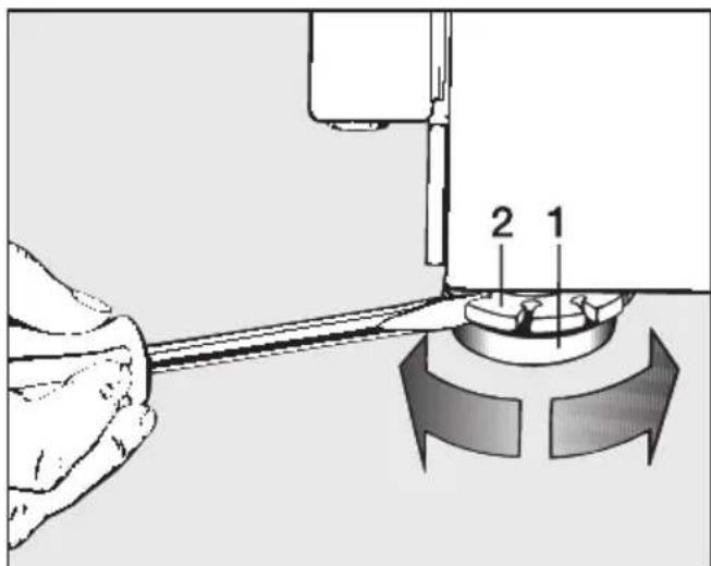 MIELE W 985 WPS - Fuß herausdrehen und kontern - 1