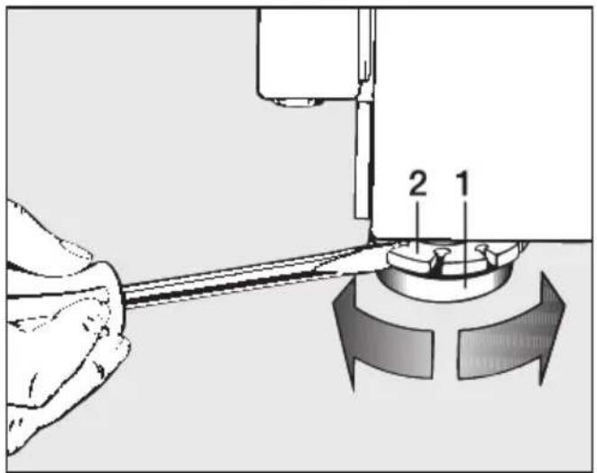 MIELE W 877 - Fuß herausdrehen und kontern - 1