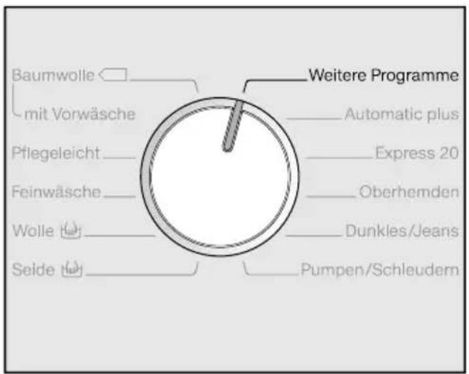 MIELE TwinDos WKL130 WPS - Programmwahl über Programmwählerstellung "Weitere Programme" und Display: - 1
