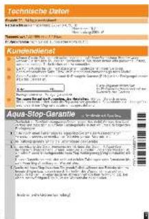 Technische Daten Kundendienst Aquas-Stop-Garantie