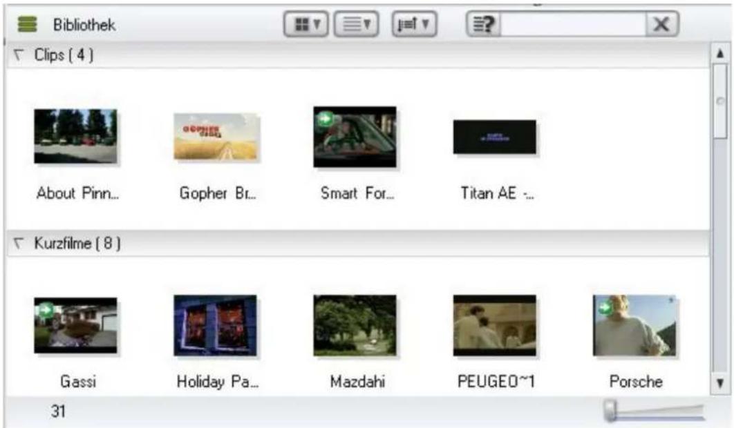 Bibliothek Clips ( 4 ) About Pinn... Gopher Br... Smart For... Titan AE ... Kurzfilme ( 8 ) Gassi Holiday Pa... Mazdahi PEUGEO~1 Porsche 31