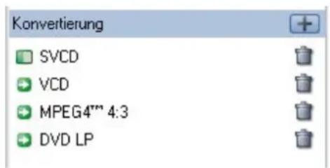 Konvertierung SVCD VCD MPEG4™ 4:3 DVD LP