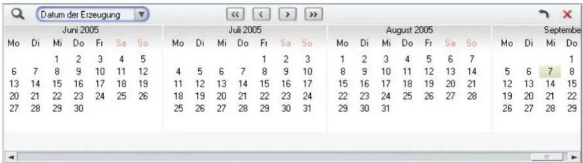 Datum der Erzeugung Juni 2005 Mo Di Mi Do Fr Sa So 6 7 8 9 10 11 12 13 14 15 16 17 18 19 20 21 22 23 24 25 26 27 28 29 30 Juli 2005 Mo Di Mi Do Fr Sa So 4 5 6 7 8 9 10 11 12 13 14 15 16 17 18 19 20 21 22 23 24 25 26 27 28 29 30 31 August 2005 Mo Di Mi Do Fr Sa So 1 2 3 4 5 6 7 8 9 10 11 12 13 14 15 16 17 18 19 20 21 22 23 24 25 26 27 28 29 30 31 Septembe Mo Di Mi Do 5 6 7 8 12 13 14 15 19 20 21 22 26 27 28 29
