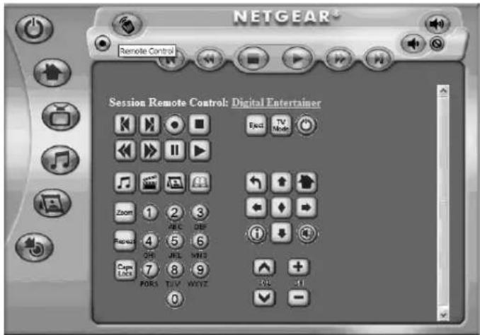 NETGEAR® Remote Control Session Remote Control: Digital Entertainer E-mail TV Mode Zoom 1 2 3 Paloos 4 5 6 Cym 7 8 9 FORS TUV WOYZ OK -11