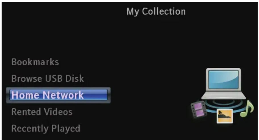 My Collection Bookmarks Browse USB Disk Home Network Rented Videos Recently Played