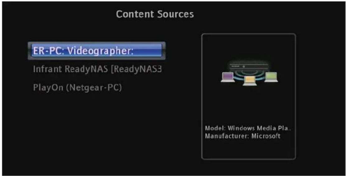 Content Sources ER-PC: Videographer: Infrant ReadyNAS [ReadyNAS3 PlayOn (Netgear-PC) Model: Windows Media Pla. Manufacturer: Microsoft