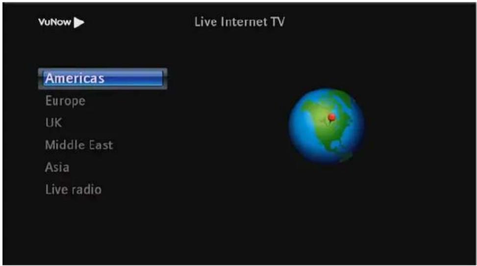 VuNow Live Internet TV Americas Europe UK Middle East Asia Live radio