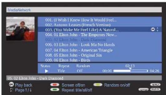 LOEWE Network Mediaplayer 1000 - Function of coloured buttons during music playback - 2