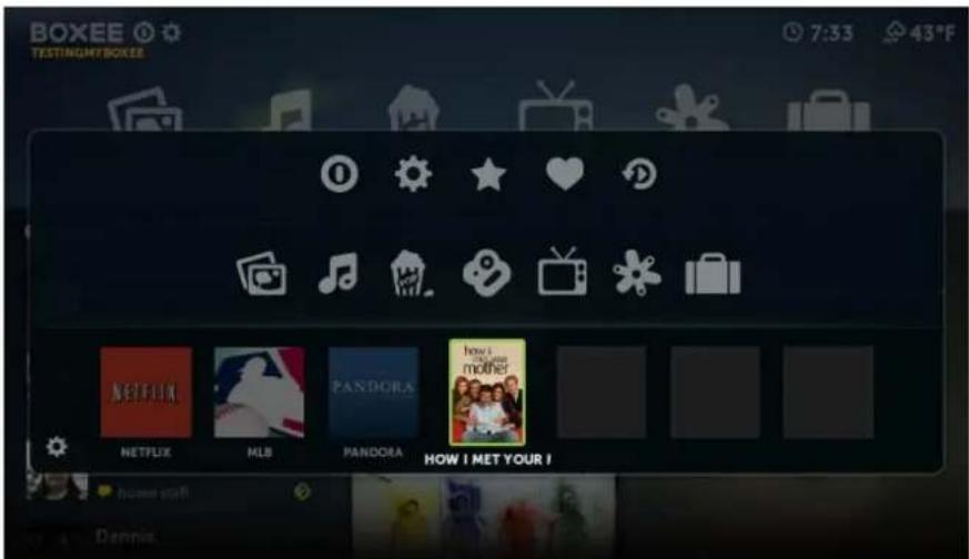 BOXEE TESTINGMYBOXEE 7:33 43°F 0 ★ ♥ Netflix MLB PANDORA HOW I mother HOW I MET YOUR I Dennis