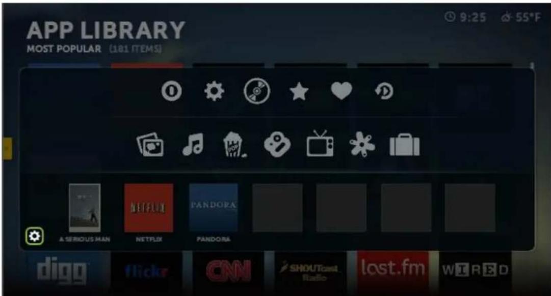 APP LIBRARY MOST POPULAR (101 ITEMS) 9:25 55°F A SERIOUS MAN NETFLIX PANDORA digg flickr CNN SHOUTcast Radio lost.fm WTRBD