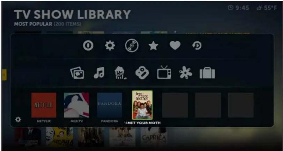 TV SHOW LIBRARY MOST POPULAR (200 ITEMS) 9:45 55°F NETFLIX MLB.TV PANDORA I MET YOUR MOTH