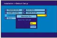 Installation → Default Setup Channel Guide Auto Scan System Setup Virtual Scan Message Type Accepts Window OK Cancel