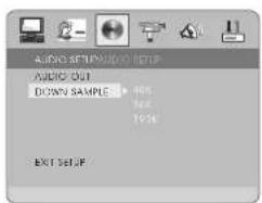 AUDIO SETUP & HELP AUDIO OUT DOWN SAMPLE 40% 40% TYPE EXIT SETUP