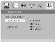 DIGITAL SETUP DYNAMIC RANGE DUAL MONG STERED MOND L MOND R MIX MONG EXIT SETUP