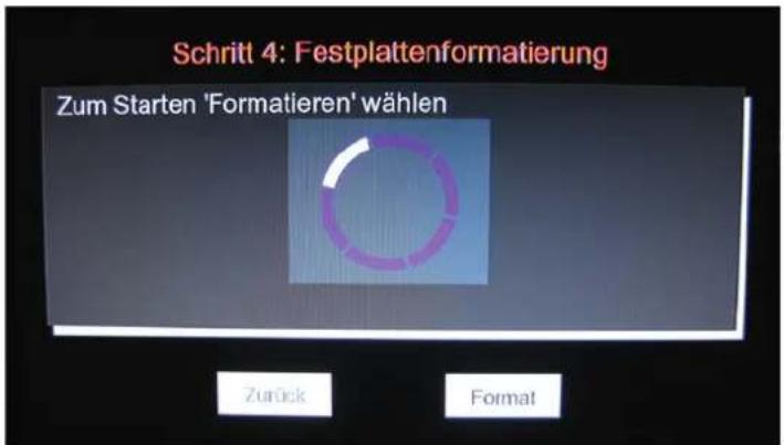 Schritt 4: Festplattenformatierung Zum Starten 'Formatieren' wählen Zurück Format