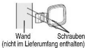 Wand (nicht im Lieferumfang enthalten) Schrauben