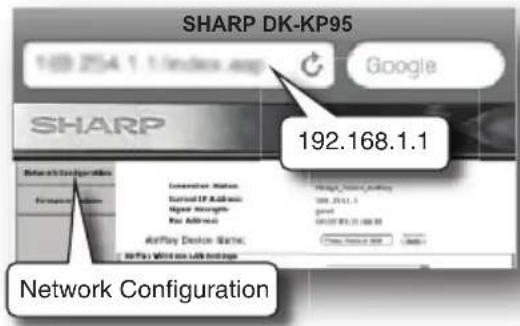 SHARP DK-KP95 100 254.1.1/index.asp Google SHARP Network Configuration 192.168.1.1 Network Configuration