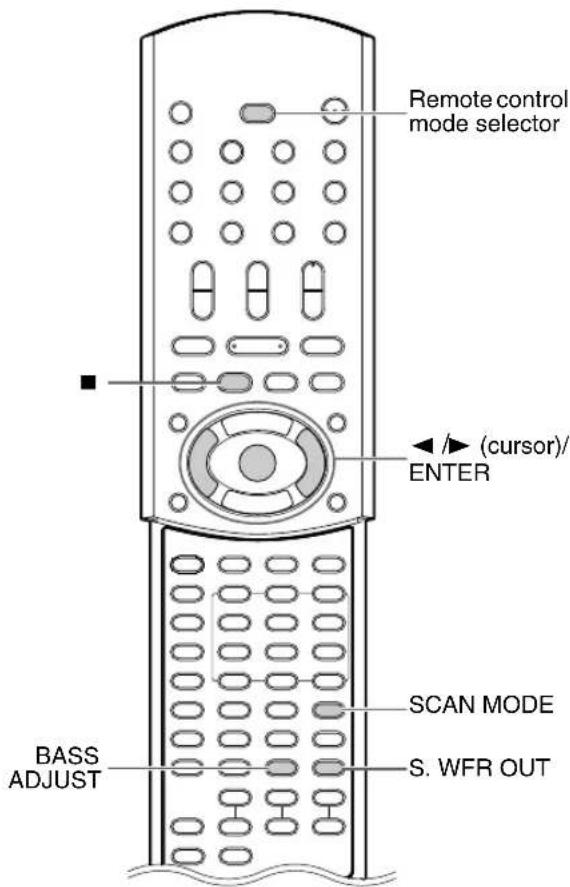 Remote control mode selector (cursor)/ ENTER SCAN MODE BASS ADJUST S. WFR OUT