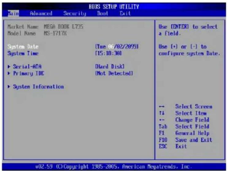 TARGA Traveller 1776 X2 - BIOS Setup Menu - 1