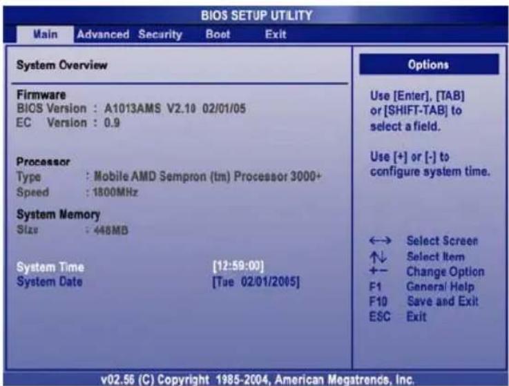TARGA Traveller 1577 X2 - Installationsmeny för BIOS - 1