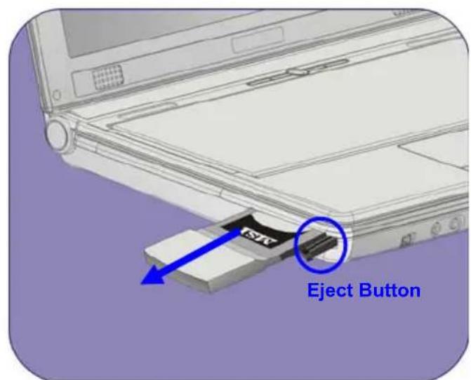 TARGA Traveller 1577 X2 - Removing the PC card - 1