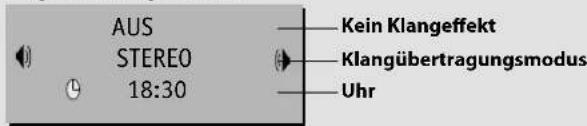 AUS STEREO 18:30 Kein Klangeffekt Klangübertragungsmodus Uhr