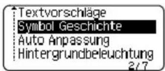 Textvorschläge Symbol Geschichte Auto Anpassung Hintergrundbeleuchtung 2/7