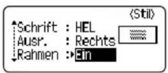 Schrift : HEL Ausr. : Rechts Rahmen : Ein 〈Stil〉