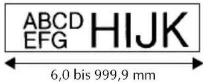 ABCD EFG HIJK 6,0 bis 999,9 mm
