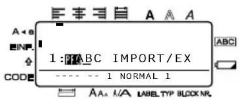 A A A A < a EINP. 1: ABC IMPORT/EX CODE ---- -- 1 NORMAL 1 ABC AAA NA LABEL TYP BLOCK NR.