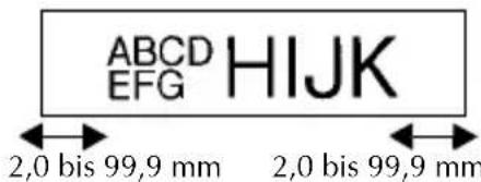 ABCD EFG HIJK 2,0 bis 99,9 mm 2,0 bis 99,9 mm