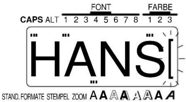 CAPS ALT 1 2 3 4 5 6 7 8 FONT FARBE HANSI STAND. FORMATE STEMPEL ZOOM A A A A A A A