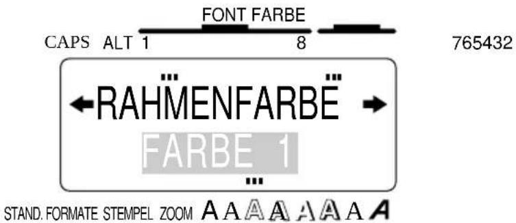 CAPS ALT 1 FONT FARBE 8 765432 RAH'MENFARBË FARBE 1 STAND. FORMATE STEMPEL ZOOM A A A A A A A A