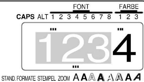 CAPS ALT 1 2 3 4 5 6 7 8 1 2 3 FONT FARBE 1 2 3 1234 STAND. FORMATE STEMPEL ZOOM A A A A A A A A