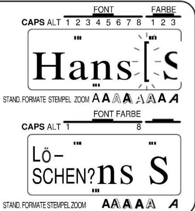 CAPS ALT 1 2 3 4 5 6 7 8 Hans [- STAND. FORMATE STEMPEL ZOOM A A A A A A A CAPS ALT 1 8 LÖ- SCHEN?ns S STAND. FORMATE STEMPEL ZOOM A A A A A A
