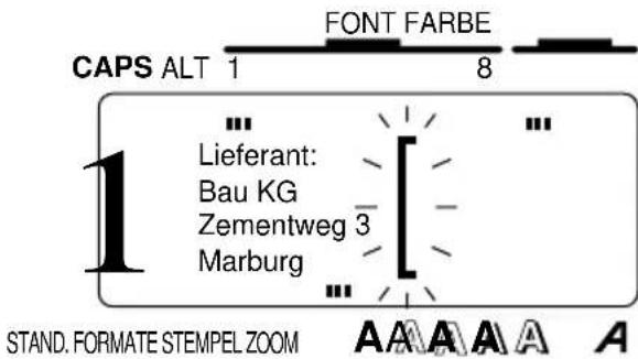 CAPS ALT 1 FONT FARBE 8 1 Lieferant: Bau KG Zementweg 3 Marburg STAND. FORMATE STEMPEL ZOOM A A A A A A
