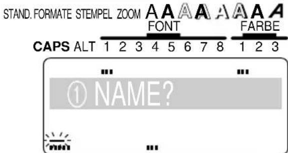 STAND. FORMATE STEMPEL ZOOM A A A A A A A FONT FARBE CAPS ALT 1 2 3 4 5 6 7 8 1 2 3 ① NAME?