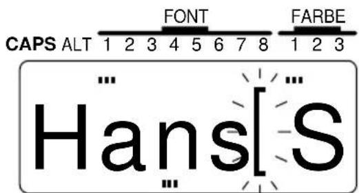 CAPS ALT 1 2 3 4 5 6 7 8 FONT FARBE Hans[S]