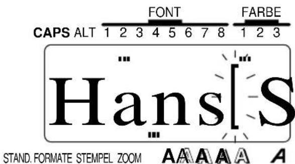 CAPS ALT 1 2 3 4 5 6 7 8 1 2 3 Hans[S] STAND. FORMATE STEMPEL ZOOM A A A A A A