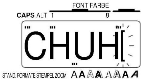 CAPS ALT 1 FONT FARBE 8 CHUH[- STAND. FORMATE STEMPEL ZOOM A A A A A A A