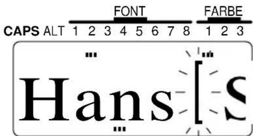 CAPS ALT FONT FARBE 1 2 3 4 5 6 7 8 1 2 3 Hans[S