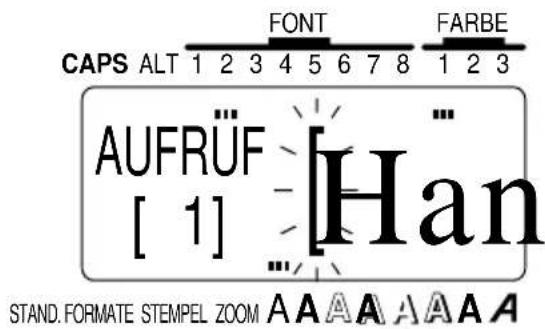 CAPS ALT 1 2 3 4 5 6 7 8 1 2 3 AUF RÜF [1] Han STAND. FORMATE STEMPEL ZOOM A A A A A A A A