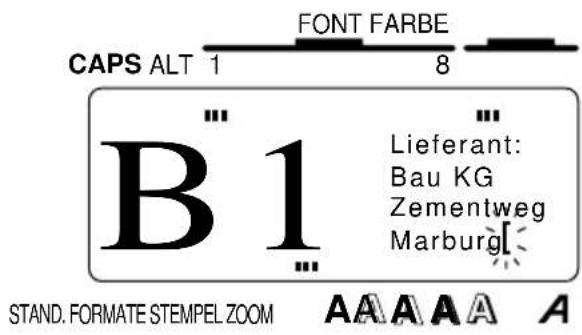 CAPS ALT 1 FONT FARBE 8 B 1 Lieferant: Bau KG Zementweg Marburg STAND. FORMATE STEMPEL ZOOM AAAAA A
