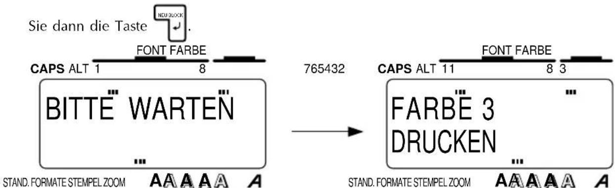 Sie dann die Taste CAPS ALT 1 FONT FARBE 8 765432 CAPS ALT 11 FONT FARBE 8 3 BITTE WARTEN FARBÉ 3 DRUCKEN STAND. FORMATE STEMPEL ZOOM A A A A A A A A A A A A A A A