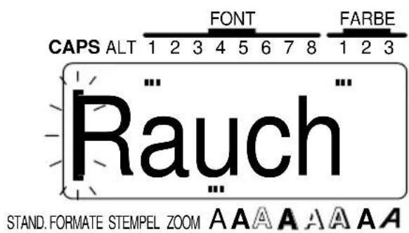 CAPS ALT 1 2 3 4 5 6 7 8 1 2 3 FONT FARBE Rauch STAND. FORMATE STEMPEL ZOOM A A A A A A A A